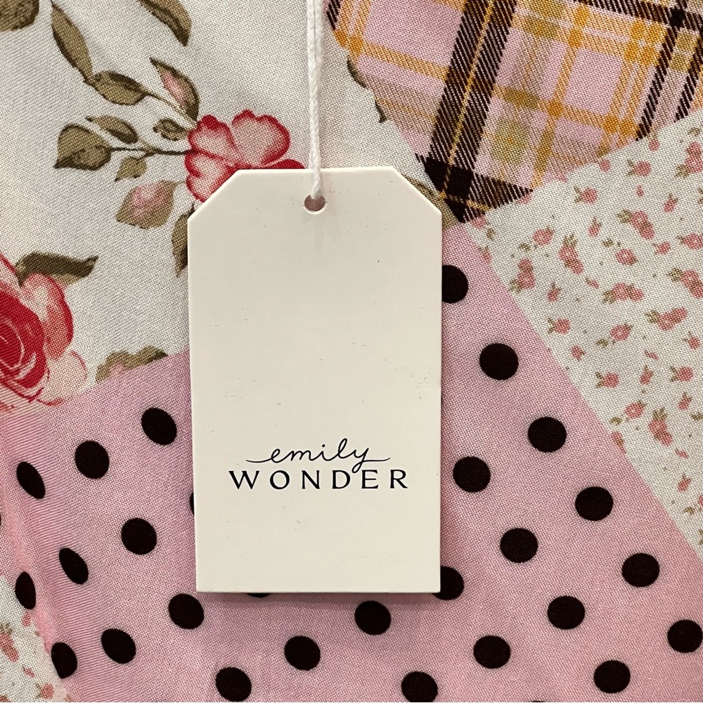 Emily Wonder One shoulder Dolman Sleeve Patchwork Flowy Top - Picture 5 of 8